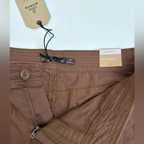 Prana Tess Shorts 5” Brown New with Tags Size 10 - Picture 3 of 9